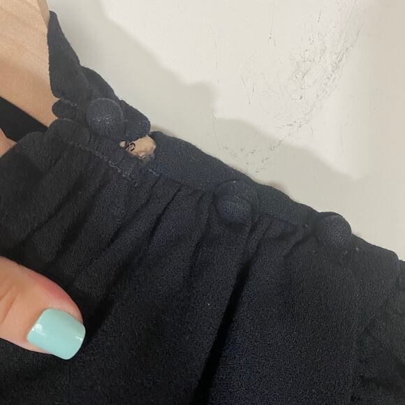 VTG 1960s Francesco de Leo Black Long Sleeve Wrap Overlap Dress Sz S** - Picture 4 of 13